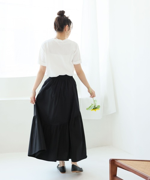 Girly Doll（ガーリードール）の「ティアードギャザーフレアスカート（スカート・レディース・チェック/ホワイト/カーキ/グレー/ブラック・M/L）」の14枚目の写真