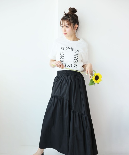 Girly Doll（ガーリードール）の「ティアードギャザーフレアスカート（スカート・レディース・チェック/ホワイト/カーキ/グレー/ブラック・M/L）」の13枚目の写真