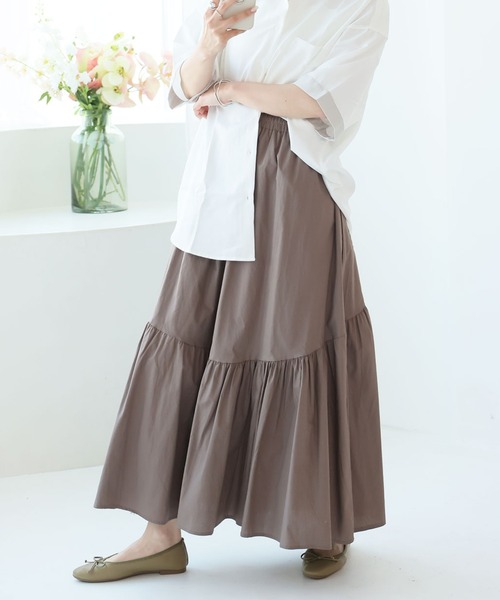 Girly Doll（ガーリードール）の「ティアードギャザーフレアスカート（スカート・レディース・チェック/ホワイト/カーキ/グレー/ブラック・M/L）」の20枚目の写真