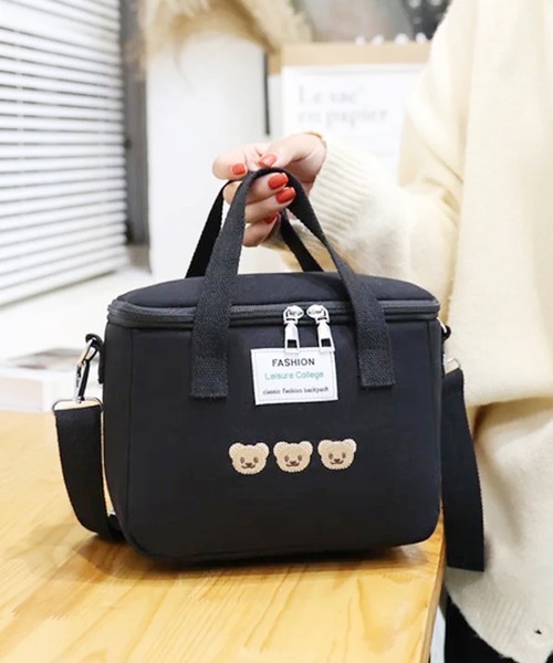 Bambin(ボンバン)の「【 Bambin / ボンバン 】ナチュラル 保冷 保温 ピクニック バッグ(ショルダーバッグ・レディース・アイボリー/ブラック・FREE)」の1枚目の写真