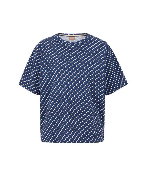 BOSS（ボス）の「シーズンプリント オーガニックコットン レギュラーフィット Tシャツ（Tシャツ/カットソー・レディース・ブルー・M/S/XS）」の3枚目の写真