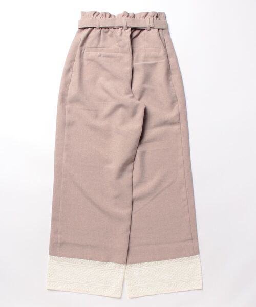 Le temps riche（ルタンリッシュ）の「裾レース使いベルト付きワンタックワイドパンツ　＜Le temps riche＞（その他パンツ・レディース・ベージュ/グレー・S/M/L/LL）」の3枚目の写真