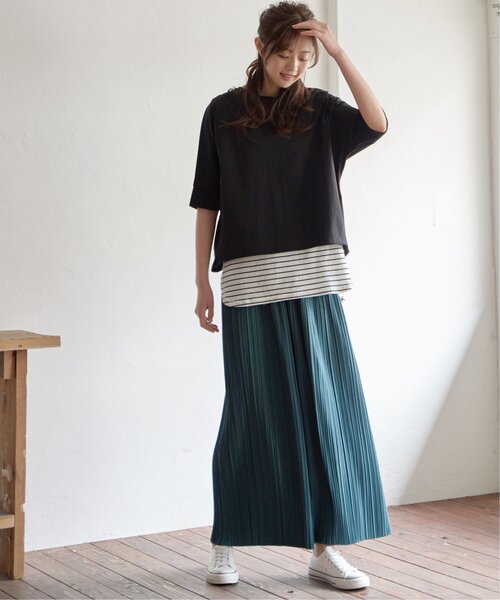 ikka（イッカ）の「【接触冷感／UVカット】コットンUSA裾ラウンドノースリプルオーバー（タンクトップ・レディース・ブラック/オフホワイト/その他2・M/L/S）」の15枚目の写真