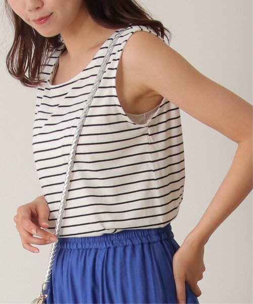 ikka（イッカ）の「【接触冷感／UVカット】コットンUSA裾ラウンドノースリプルオーバー（タンクトップ・レディース・ブラック/オフホワイト/その他2・M/L/S）」の3枚目の写真