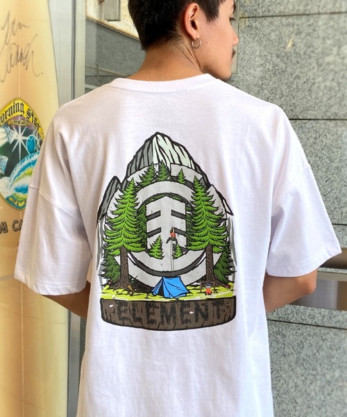 ELEMENT（エレメント）の「ELEMENT/エレメント オーバーサイズ UVケア/速乾 バックプリントTシャツ/半袖Tシャツ BD021-248（Tシャツ/カットソー・メンズ・グリーン/ブラック×グリーン/ホワイト×グリーン・XL/L/M）」の2枚目の写真
