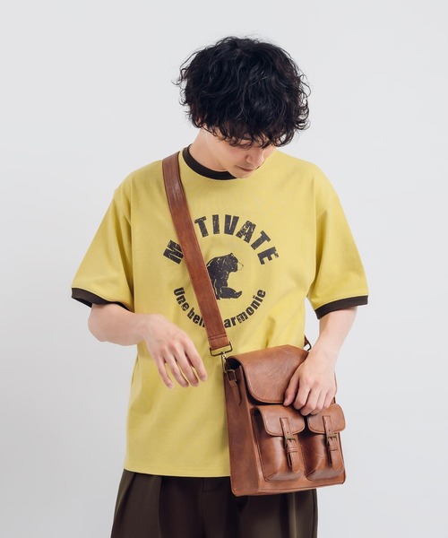 MUHET(ミュエータ)の「BEARリンガーTシャツ(Tシャツ/カットソー・レディース・ボルドー/マスタード/ネイビー・X-LARGE/MEDIUM)」の1枚目の写真