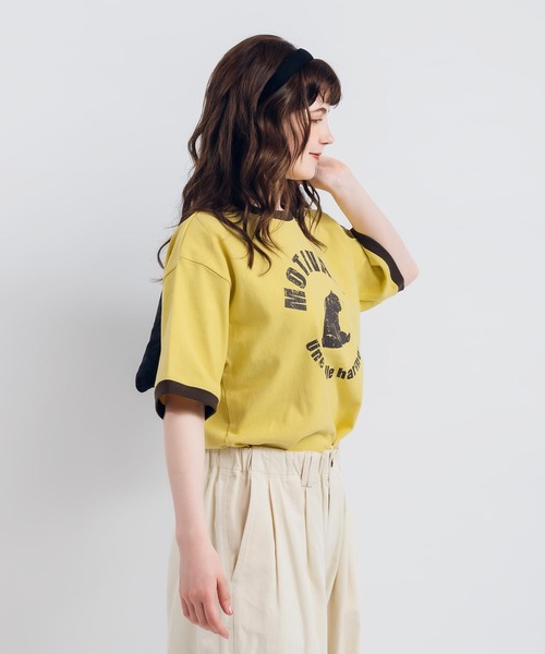 MUHET(ミュエータ)の「BEARリンガーTシャツ(Tシャツ/カットソー・レディース・ボルドー/マスタード/ネイビー・X-LARGE/MEDIUM)」の6枚目の写真