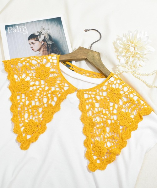 Felt-Maglietta（フェルトマリエッタ）の「レースつけ襟（付け襟・レディース・キャメル/イエロー/ベージュ/グリーン/グレー・FREE）」の5枚目の写真