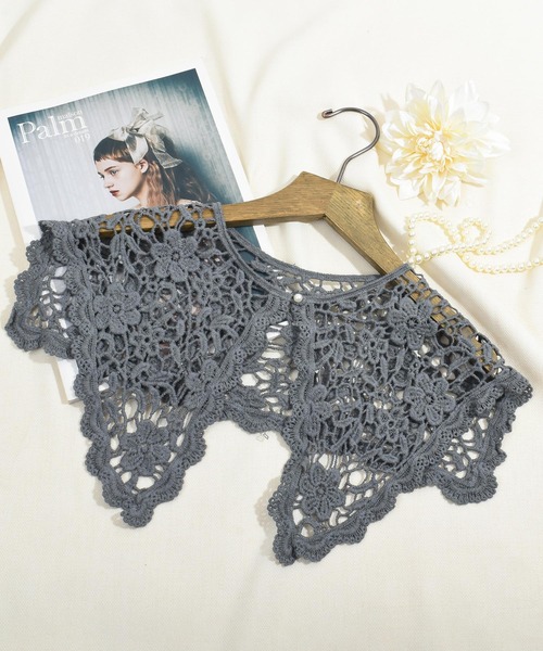 Felt-Maglietta（フェルトマリエッタ）の「レースつけ襟（付け襟・レディース・キャメル/イエロー/ベージュ/グリーン/グレー・FREE）」の9枚目の写真