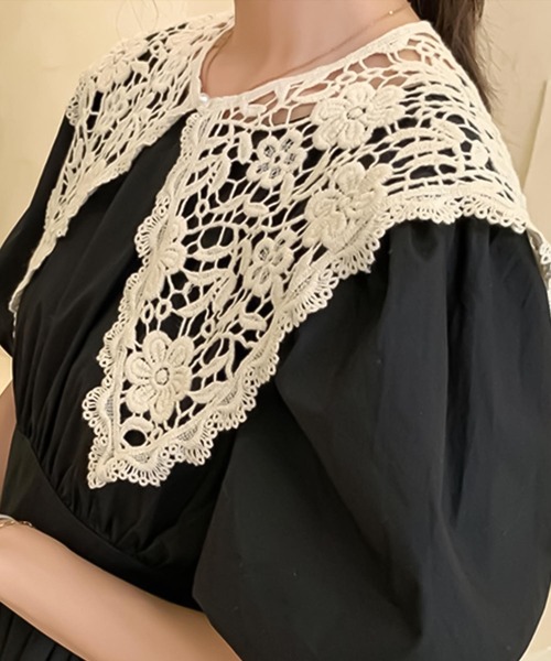 Felt-Maglietta（フェルトマリエッタ）の「レースつけ襟（付け襟・レディース・キャメル/イエロー/ベージュ/グリーン/グレー・FREE）」の13枚目の写真