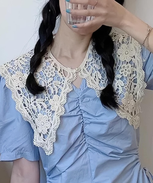 Felt-Maglietta（フェルトマリエッタ）の「レースつけ襟（付け襟・レディース・キャメル/イエロー/ベージュ/グリーン/グレー・FREE）」の15枚目の写真