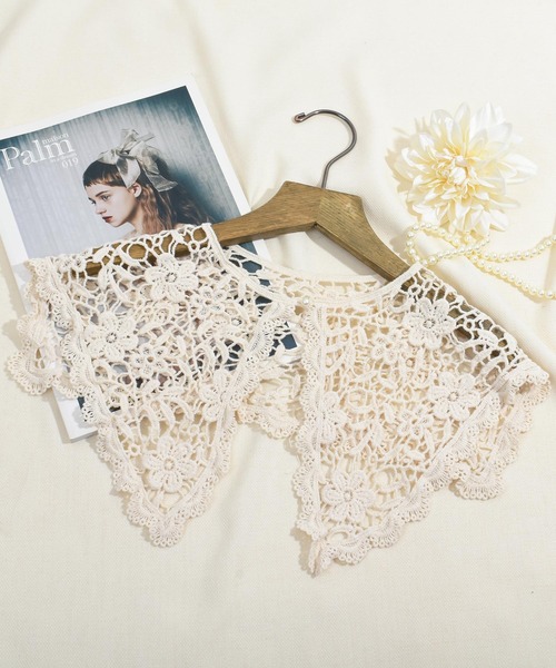 Felt-Maglietta（フェルトマリエッタ）の「レースつけ襟（付け襟・レディース・キャメル/イエロー/ベージュ/グリーン/グレー・FREE）」の19枚目の写真