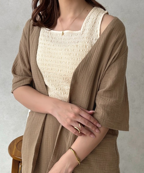 apres jour clair（アプレジュールクレア）の「【apres jour clair】2WAYシャーリングタンクインナー【ZOZOTOWN限定アイテム】（タンクトップ・レディース・ベージュ/アイボリー/ダークブラウン・X-LARGE/フリー）」の2枚目の写真