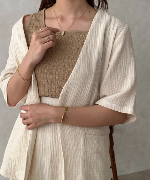 apres jour clair（アプレジュールクレア）の「【apres jour clair】2WAYシャーリングタンクインナー【ZOZOTOWN限定アイテム】（タンクトップ・レディース・ベージュ/アイボリー/ダークブラウン・X-LARGE/フリー）」の14枚目の写真