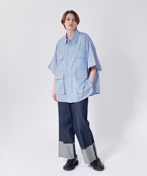 ONCILY(オンシェリー)の「MULTI POCKET STRIPED SHIRT / マルチポケットストライプシャツ(シャツ/ブラウス・メンズ・ライトピンク/ブルー/ブラック・LARGE/MEDIUM)」の8枚目の写真