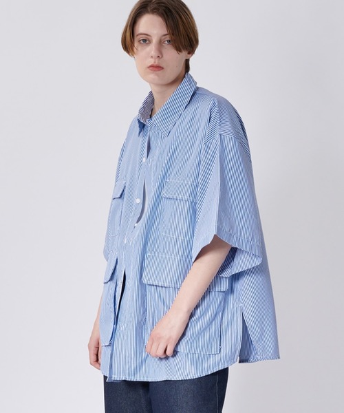 ONCILY(オンシェリー)の「MULTI POCKET STRIPED SHIRT / マルチポケットストライプシャツ(シャツ/ブラウス・メンズ・ライトピンク/ブルー/ブラック・LARGE/MEDIUM)」の6枚目の写真