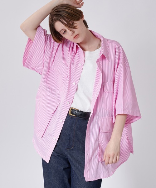 ONCILY(オンシェリー)の「MULTI POCKET STRIPED SHIRT / マルチポケットストライプシャツ(シャツ/ブラウス・メンズ・ライトピンク/ブルー/ブラック・LARGE/MEDIUM)」の22枚目の写真