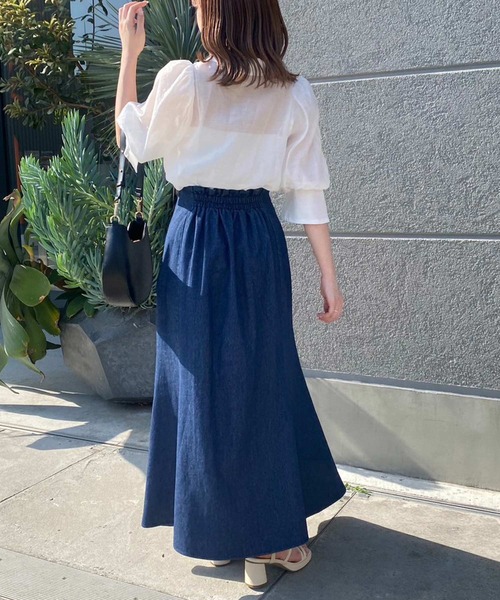one after another NICE CLAUP(ワンアフターアナザーナイスクラップ)の「シアー開襟シャツ(シャツ/ブラウス・レディース・ピンクベージュ/ブラック/オフホワイト・FREE)」の5枚目の写真