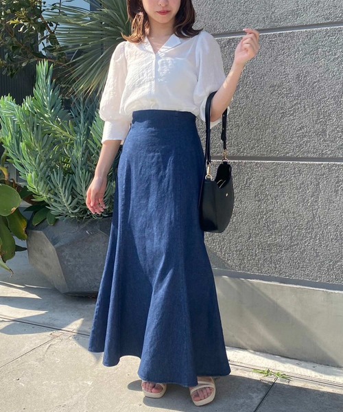 one after another NICE CLAUP(ワンアフターアナザーナイスクラップ)の「シアー開襟シャツ(シャツ/ブラウス・レディース・ピンクベージュ/ブラック/オフホワイト・FREE)」の4枚目の写真