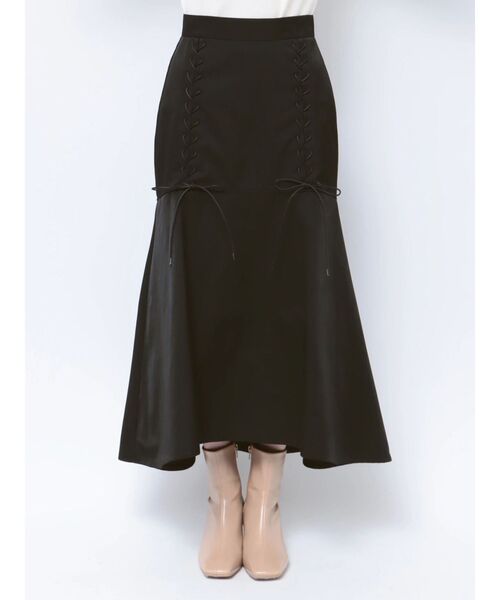 LAGUNAMOON（ラグナムーン）の「レースアップヘムボリュームスカート（スカート・レディース・ライトグレー/ブラック・SMALL/MEDIUM）」の4枚目の写真