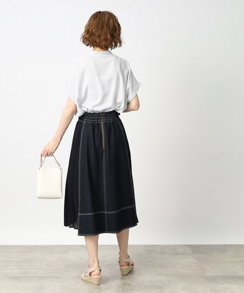 grove（グローブ）の「◆夏にぴったり！イージーケア&ひんやりストライププリントブラウス（シャツ/ブラウス・レディース・ネイビー系2/アイボリー系2/ベージュ系その他6/ブルー系7・02/03/04/01/05）」の8枚目の写真