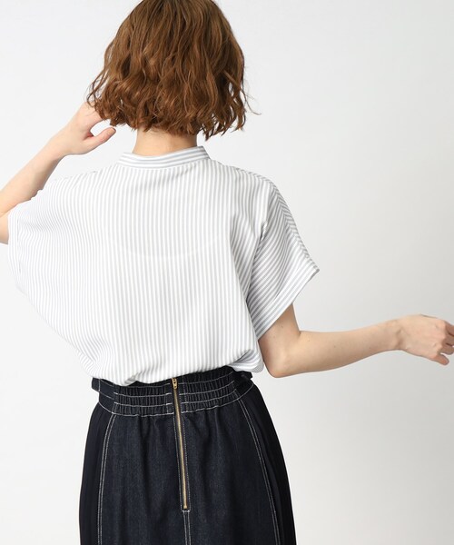grove（グローブ）の「◆夏にぴったり！イージーケア&ひんやりストライププリントブラウス（シャツ/ブラウス・レディース・ネイビー系2/アイボリー系2/ベージュ系その他6/ブルー系7・02/03/04/01/05）」の11枚目の写真