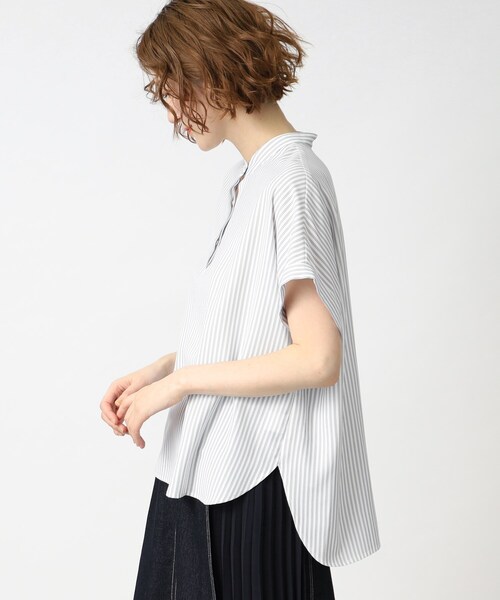 grove（グローブ）の「◆夏にぴったり！イージーケア&ひんやりストライププリントブラウス（シャツ/ブラウス・レディース・ネイビー系2/アイボリー系2/ベージュ系その他6/ブルー系7・02/03/04/01/05）」の14枚目の写真