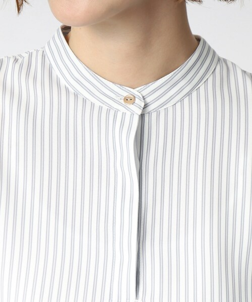 grove（グローブ）の「◆夏にぴったり！イージーケア&ひんやりストライププリントブラウス（シャツ/ブラウス・レディース・ネイビー系2/アイボリー系2/ベージュ系その他6/ブルー系7・02/03/04/01/05）」の16枚目の写真