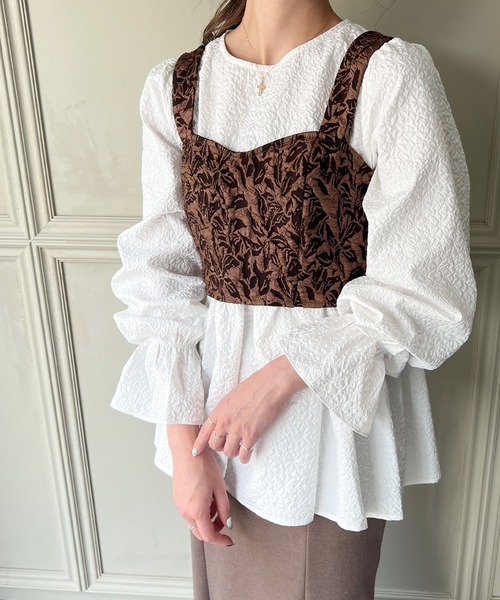 セール】ジャガードビスチェベスト（ベスト）｜JUNOAH（ジュノア）の