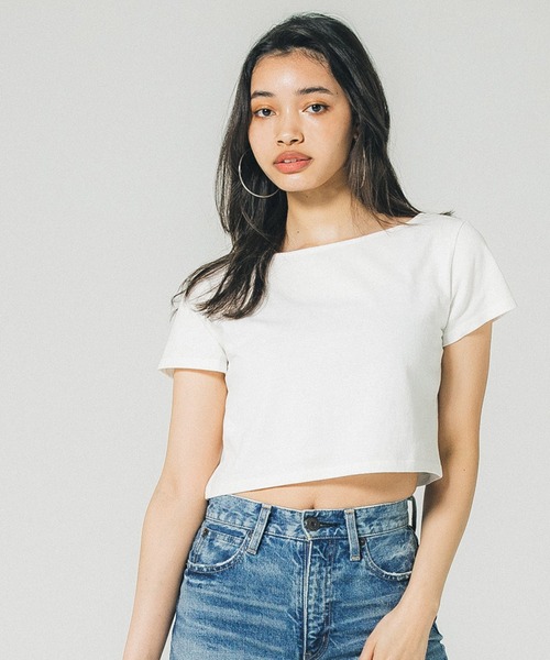 coca(coca)(コカ)の「GC 前後2WAYクロップドTシャツ(Tシャツ/カットソー・レディース・ブラック/ホワイト・M/L)」の6枚目の写真