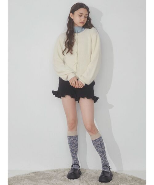 merry jenny（メリージェニー）の「フリルニットショートパンツ（スウェットパンツ・レディース・ブラック/アイボリー/ライトブルー・FREE）」の9枚目の写真