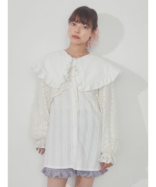 merry jenny（メリージェニー）の「フリルニットショートパンツ（スウェットパンツ・レディース・ブラック/アイボリー/ライトブルー・FREE）」の15枚目の写真