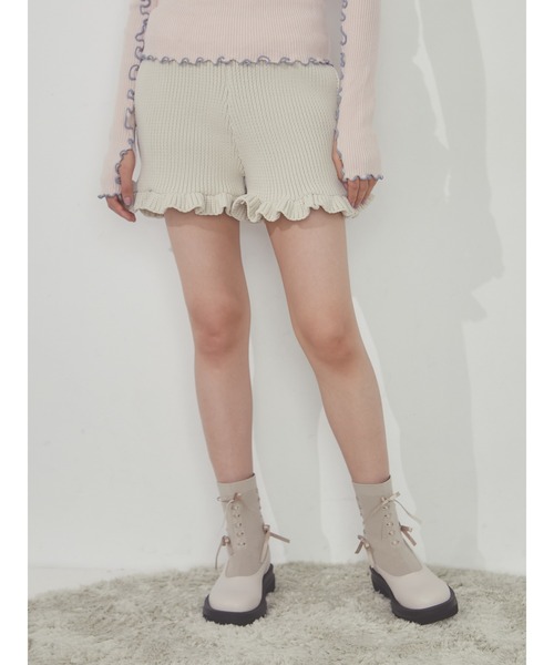 merry jenny（メリージェニー）の「フリルニットショートパンツ（スウェットパンツ・レディース・ブラック/アイボリー/ライトブルー・FREE）」の16枚目の写真