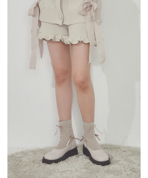 merry jenny（メリージェニー）の「フリルニットショートパンツ（スウェットパンツ・レディース・ブラック/アイボリー/ライトブルー・FREE）」の18枚目の写真