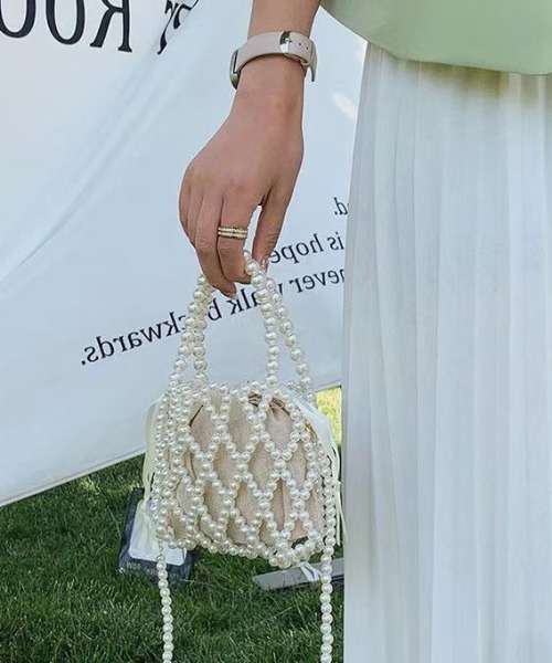 LAC-VERT（ラック・ヴェール）の「パールミニポシェット（ハンドバッグ・レディース・ホワイト・FREE）」の4枚目の写真