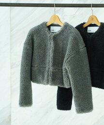 TICCA | ◆TICCA(ティッカ)ウールファーショートコート(ノーカラーコート)