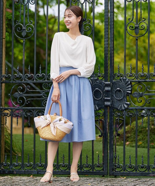 セール】【洗える】胸元ドレープブラウス（シャツ/ブラウス