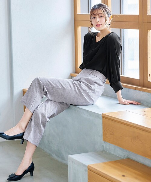 セール】【洗える】胸元ドレープブラウス（シャツ/ブラウス