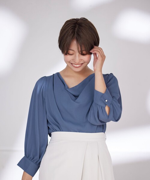 服創屋　胸元ドレープブラウス 服創屋 胸元ドレープブラウス 服創屋 胸元ドレープブラウス