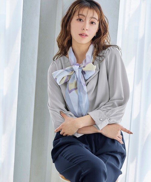 セール】【洗える】胸元ドレープブラウス（シャツ/ブラウス