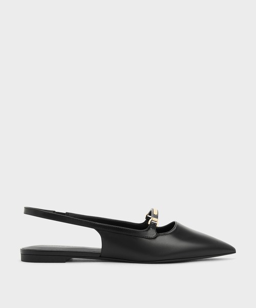 CHARLES & KEITH(チャールズ & キース)の「メタリックバーアクセント スリングバックフラット(バレエシューズ・レディース・ブラック/クリーム・23cm/23.5cm/24.5cm/25cm/22.5cm)」の12枚目の写真