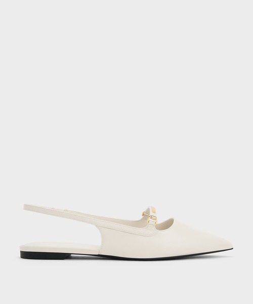CHARLES & KEITH(チャールズ & キース)の「メタリックバーアクセント スリングバックフラット(バレエシューズ・レディース・ブラック/クリーム・23cm/23.5cm/24.5cm/25cm/22.5cm)」の13枚目の写真
