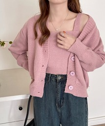 インナーキャミ付きショート丈カーディガン