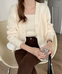 インナーキャミ付きショート丈カーディガン