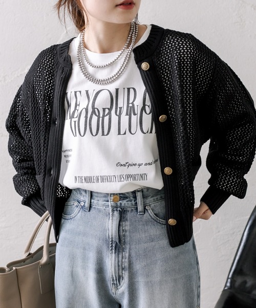 PUAL CE CIN(ピュアルセシン)の「大人スマート ロゴプリント ロンT(Tシャツ/カットソー・レディース・オフホワイト/ブラウン/チャコールグレー・FREE)」の6枚目の写真