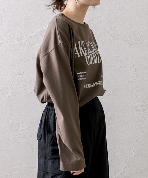 PUAL CE CIN(ピュアルセシン)の「大人スマート ロゴプリント ロンT(Tシャツ/カットソー・レディース・オフホワイト/ブラウン/チャコールグレー・FREE)」の17枚目の写真