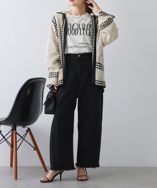 PUAL CE CIN(ピュアルセシン)の「大人スマート ロゴプリント ロンT(Tシャツ/カットソー・レディース・オフホワイト/ブラウン/チャコールグレー・FREE)」の14枚目の写真