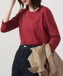 PAGE ONE コットン天竺7分袖Tシャツ