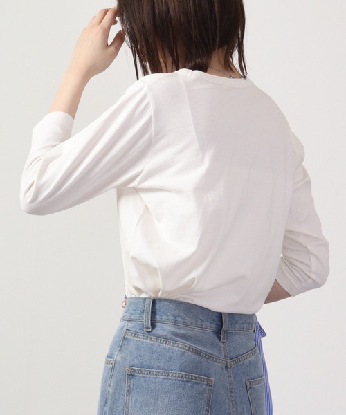 FUNALIVE(ファンアライブ)の「PAGE ONE コットン天竺7分袖Tシャツ(Tシャツ/カットソー・レディース・カーキ/杢グレー/バーガンディー/ブラック/オフホワイト・L/M/LL)」の11枚目の写真