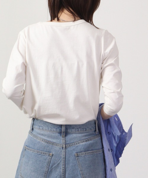 FUNALIVE(ファンアライブ)の「PAGE ONE コットン天竺7分袖Tシャツ(Tシャツ/カットソー・レディース・カーキ/杢グレー/バーガンディー/ブラック/オフホワイト・L/M/LL)」の12枚目の写真